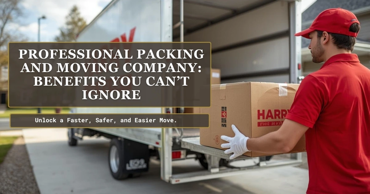 Mover loading boxes into a truck – professional packing and moving services benefits.