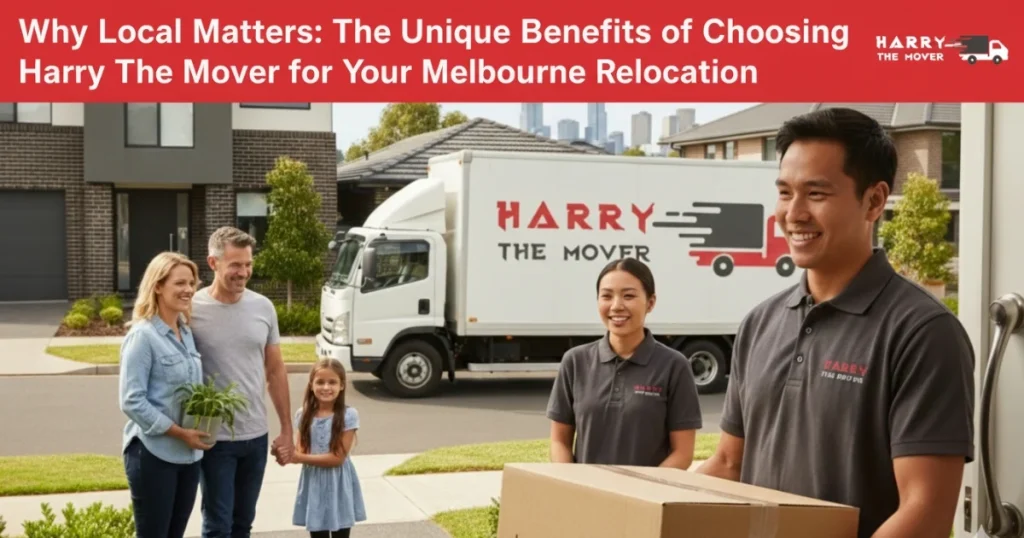 Professional Melbourne movers from Harry The Mover helping a happy family relocate to their new home.